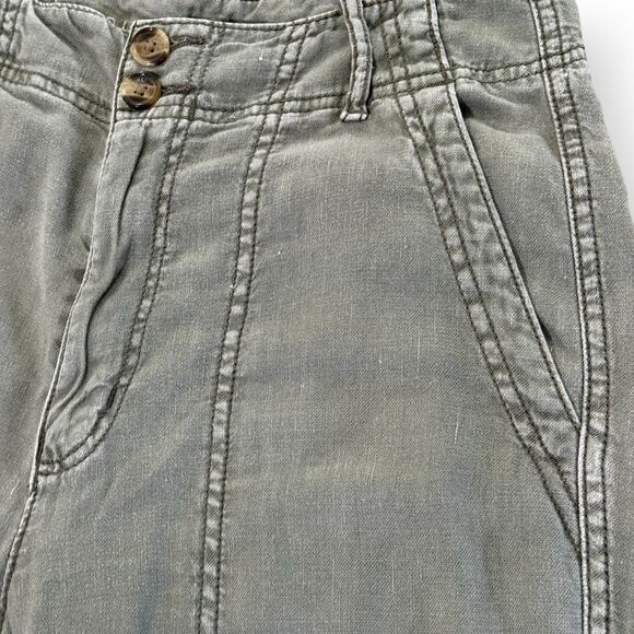 American Eagle Army Green Linen Blend Cargo Pants Womens 4 Distressed Grunge - Picture 12 of 15